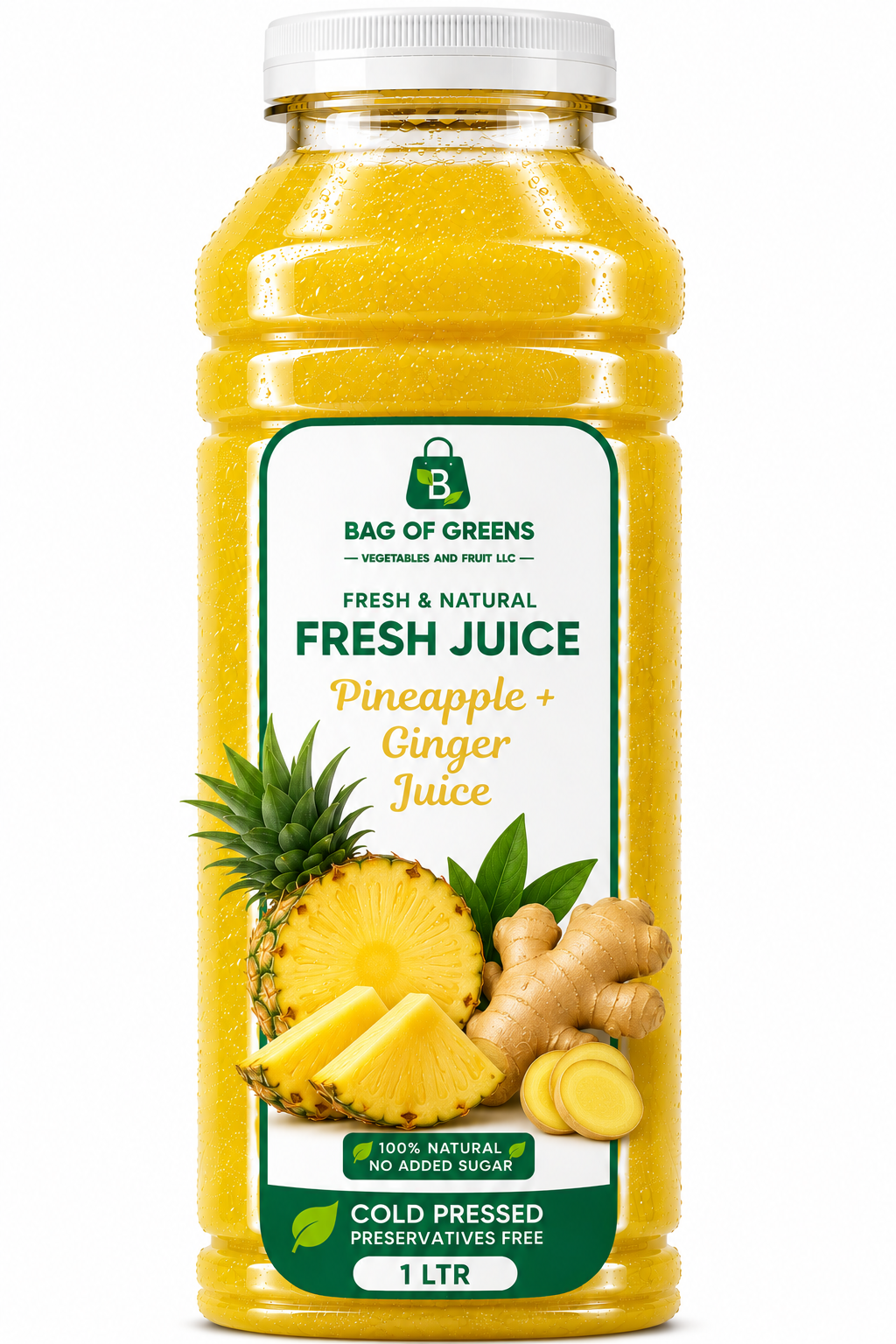 Fresh Pineapple, Ginger  juice
