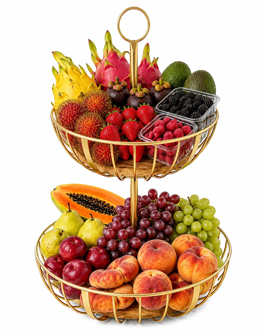 Luxury Gold Tower Fruit Basket – Premium Fresh Fruit Collection