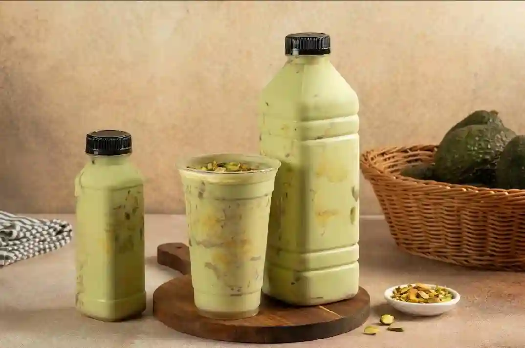 Avocado, milk, banana, honey and nuts
