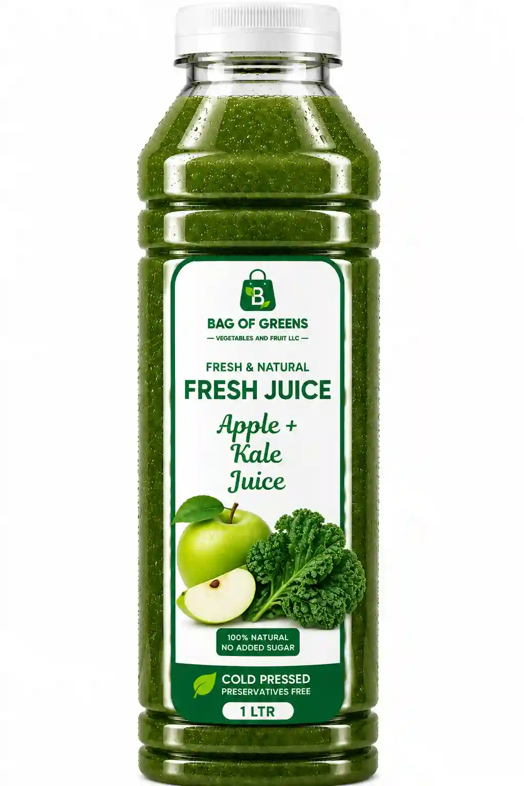 Fresh Apple Green, Kale Juice