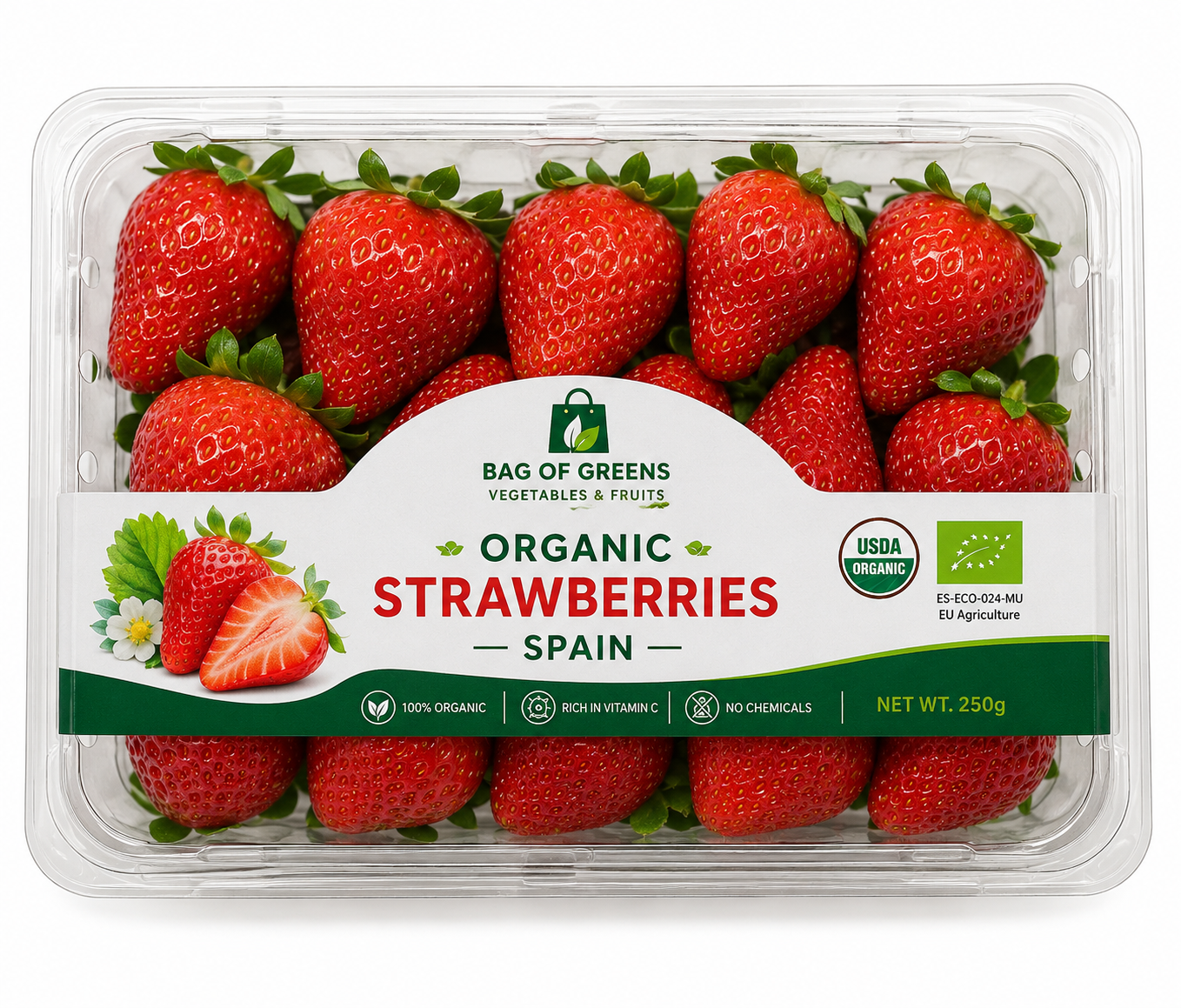 Organic Strawberries Spain - Bag of Green