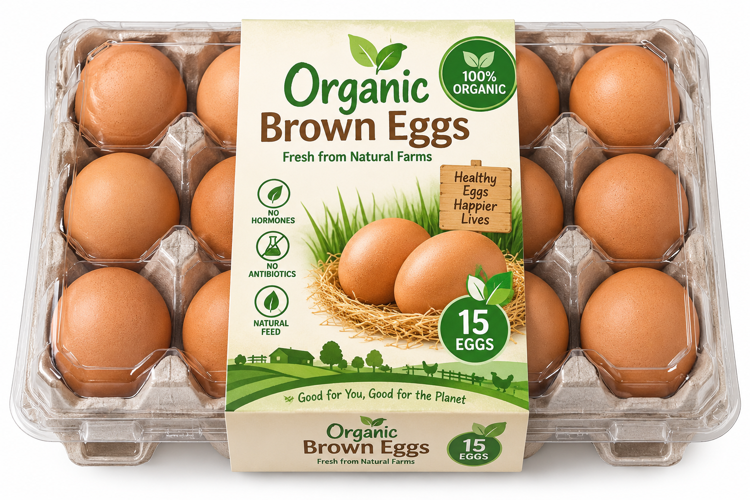 Organic Brown Eggs - Bag of Green